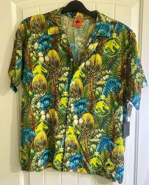 Universal UNIVRS Jurassic Park All-Over Print 'Hey Over Here' Button-Down Shirt